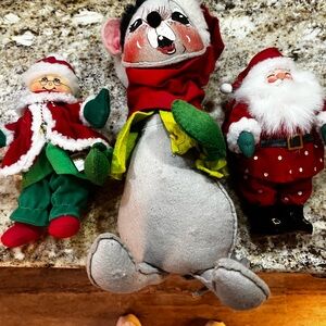 Festive Santa and Mouse Plush Set